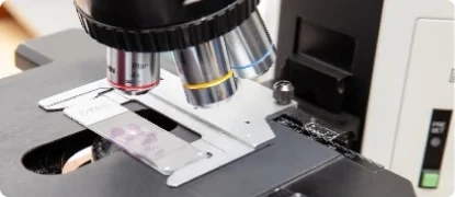 Female scientist using a computer