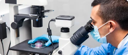 Female scientist using a computer